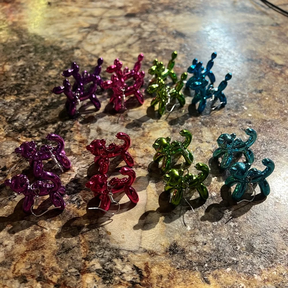 Handmade Balloon Dog & Balloon Cat earrings - Picture 1 of 2